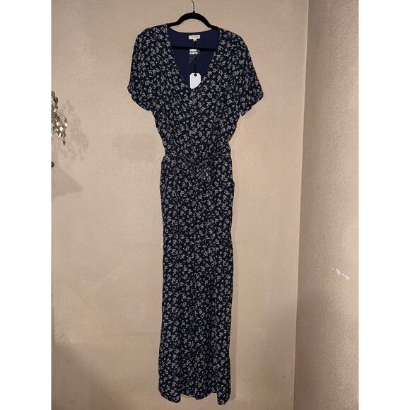 Cotton Bleu CottageCore Boho Hippie Girlie Blue Floral  Short Sleeve  Jumpsuit - Picture 1 of 10